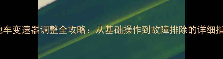 山地车变速器调整全攻略从基础操作到故障排除的详细指南